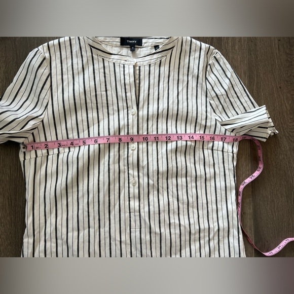 THEORY Women’s Trapeze Dress Linen Cotton Blend Striped Size Medium - Picture 6 of 11
